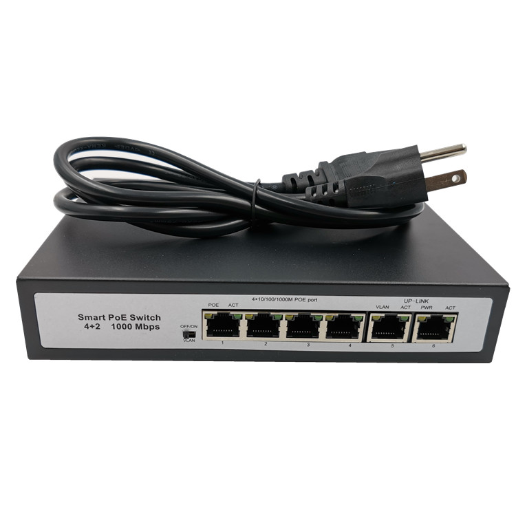 4+2 port Gigabit POE Switch with 2 port10/100/1000Mbps Uplink