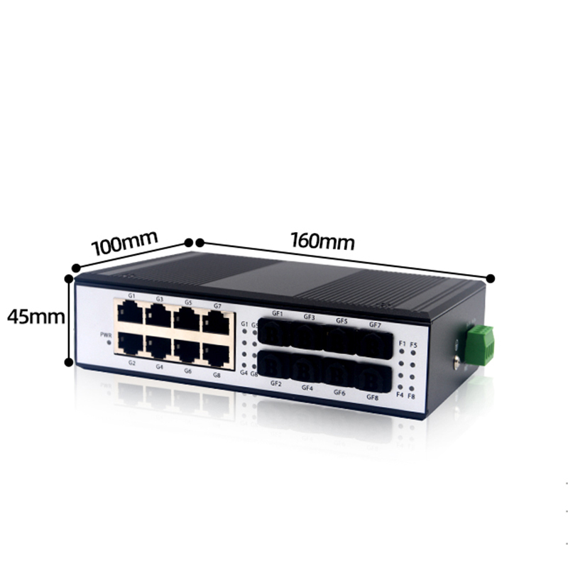 8*SFP 8 Port RJ45  Gigabit Ethernet Industrial Switch DIN-Rail