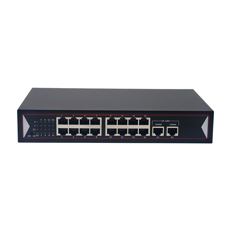 Desktop Type 16+2 port 100Mbps POE Switch with 2 port 10/100/1000Mbps Uplink