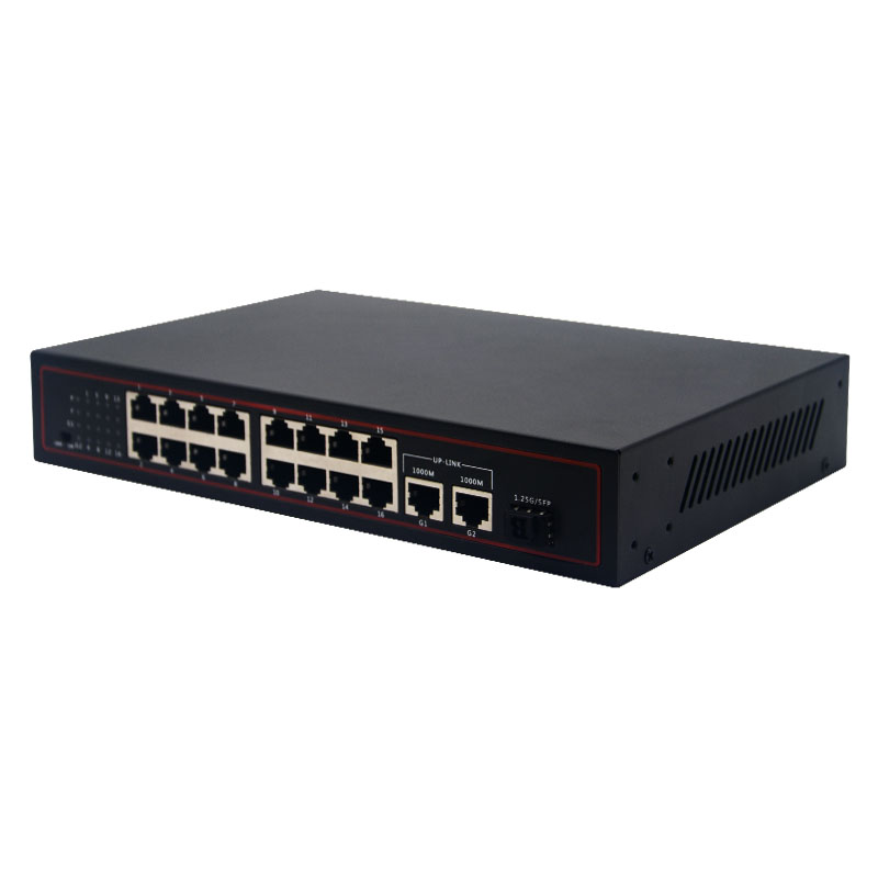 Desktop Type 16+2+1 port 100Mbps POE Switch with 2 port 10/100/1000Mbps Uplink 1 SFP