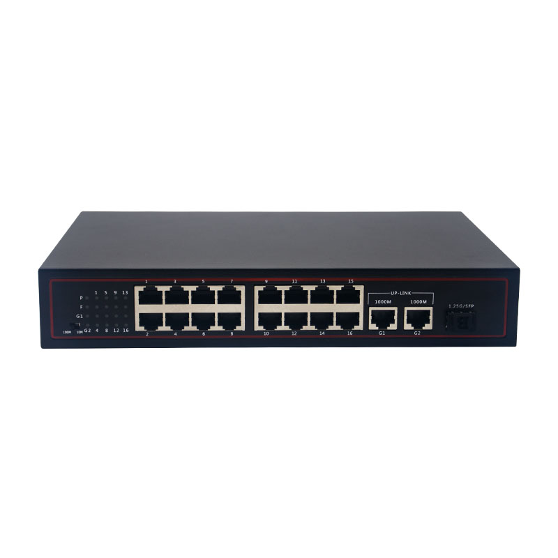 Desktop Type 16+2+1 port 100Mbps POE Switch with 2 port 10/100/1000Mbps Uplink 1 SFP