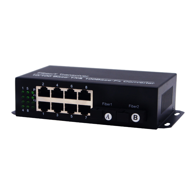 2*SC 8*RJ45 100 or 1000Mbps  Fiber Media Converter