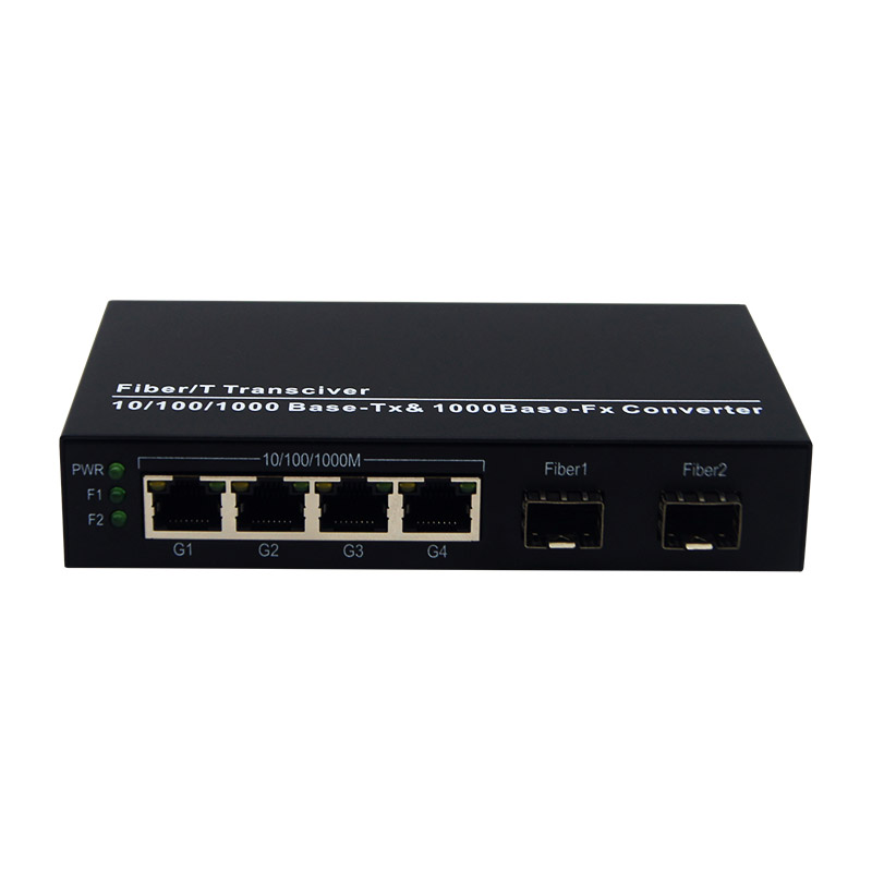 2 SFP 4 RJ45 Gigabit  Fiber Media Converter