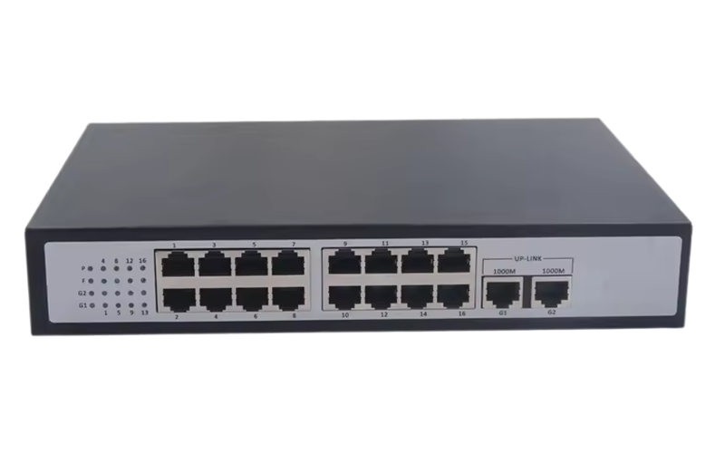 Desktop Type 16+2 port Gigabit POE Switch with 2 port 10/100/1000Mbps Uplink